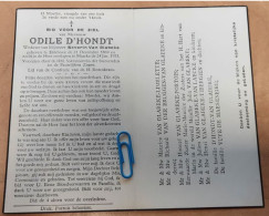 DP - Odile D'Hondt - Van Glabeke - Etikhove 1869 - Maarke 1953 - Obituary Notices