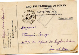 TURQUIE.1916.C.P.FM. "CAMP "BILEMÉDIK-POZANTI".CROISSANT-ROUGE OTTOMAN.CENSURE POUR LA FRANCE. - Lettres & Documents