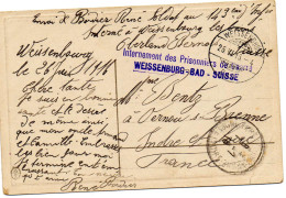 SUISSE.1916.CP.FM." INTERNEMENT DES PRISONNIERS DE GUERRE -WEISSENBURG-BAD (SUISSE). POUR LA FRANCE  - Marcofilia