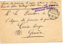 SUISSE.1916.l.FM." INTERNEMENT DES PRISONNIERS DE GUERRE -INTERLAKEN" (SUISSE). - Storia Postale