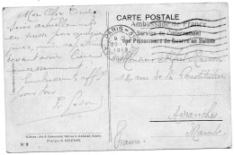 SUISSE.1918.CP."AMBASSADE DE FRANCE/SERVICE INTERNEMENT PRISONNIERS DE GUERRE EN SUISSE". VALISE DIPLOM. POUR LA FRANCE. - Covers & Documents