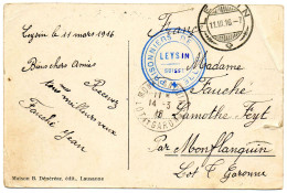 SUISSE.1916.CP.FM."PRISONNIERS DE GUERRE/LEYSIN/SUISSE".POUR LA FRANCE. - Storia Postale