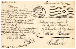 SUISSE.1918.CPFM. INTERNÉ FRANÇAIS À LA HAYE (HOLLANDE). CENSURE. - Postmark Collection