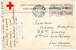 SUISSE.1918.LF."COMITE INT. CROIX-ROUGE/ A.I.P.G./SECTION CIVILE".  - Marcofilie