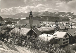 72083023 Sonthofen Oberallgaeu Ortsansicht Mit Kirche Hoernergebiet Winterpanora - Sonthofen