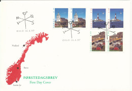 Norway FDC 16-4-1997 Tourist Stamps Complete Set Of 3 In Pairs With Cachet - FDC