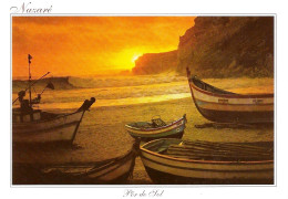 *CPM - PORTUGAL - NAZARE - Coucher De Soleil Sur La Plage - Bateaux - Leiria