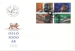 Norway FDC 7-4-2000 OSLO 1000 Years Anniversary Complete Set Of 4 With Cachet - FDC