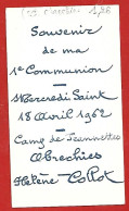 Image Religieuse Obrechies (59) 18-04-1962 Hélène Collot Camp Des Jeannettes 1ère Communion 2scans Blé - Images Religieuses