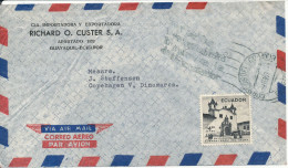 Ecuador Air Mail Cover Sent To Denmark 9-2-1957 Single Franked - Equateur