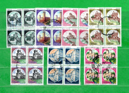 Italia °- 1980-1981 - CASTELLI D'ITALIA . LOTTO DI 7 QUARTINE. Quartina - 1971-80: Usati