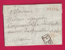 MARQUE P18P BRIVE CORREZE EN ROUGE POUR PARIS 1806 INDICE 14 LETTRE - 1801-1848: Précurseurs XIX