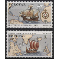 Färöer 1992 Europa CEPT: 500. Jahrestag Entdeckung Amerikas 231/32 Postfrisch - Islas Faeroes