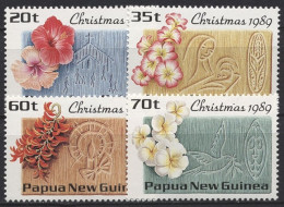 Papua Neuguinea 1989 Weihnachten Blüten Schilde Kirche 606/09 Postfrisch - Papoea-Nieuw-Guinea