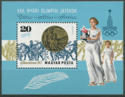 Ungarn 1980 Olympia Moskau Goldmedaille Block 145 A Postfrisch (C92566) - Blocks & Kleinbögen