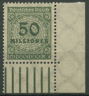 Deutsches Reich Inflation 1923 Korbdeckel Walze 321 AWa Ecke Unt. Re. Postfrisch - Nuevos