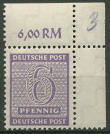 SBZ West-Sachsen 1945 Ziffern 129 X W Ecke Oben Rechts Postfrisch, Durchgezähnt - Other & Unclassified