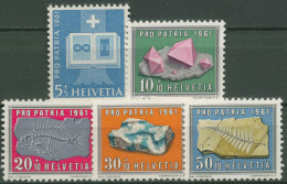 Schweiz 1961 Pro Patria Hauspflege Mineralien Steine Fossilien 731/35 Postfrisch - Nuevos