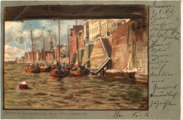 Bremen - Fischerboote An Der Kaiserbrücke - Litho - Bremen