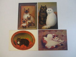 Lot 4 CP Chats Naïfs & Primitifs, Illustrateur Zofia Szalowska - Cats