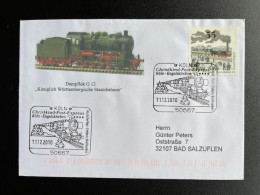 GERMANY 2010 COVER CHRISTKINDL POST EXPRESS KOLN TO ENGELSKIRCHEN 11-12-2010 DUITSLAND DEUTSCHLAND DAMPFLOK G12 TRAINS - Storia Postale