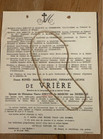 Dame Agnes De Vriere épouse Kervyn De Marcke Ten Driessche *1886 Herenthout +1942 Assebroek Les Buttes Cardon De Lichtbu - Décès