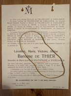 Dame Leontine Baronne De Thier Douairiere Baron De Villenfagne De Vogelsanck *1836 Rochefort +1902 Liege Zolder Ciney De - Obituary Notices