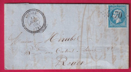 N°22 GC 4170 VEULES SEINE INFERIEURE CAD TYPE 22 POUR ROUEN LETTRE - 1849-1876: Periodo Classico