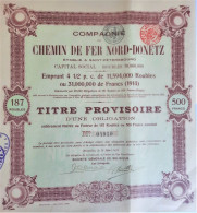 Chemin De Fer Nord-Donetz - Titre Provisoire D'une Obligation De 187 Roubles - 1914 - Ferrocarril & Tranvías