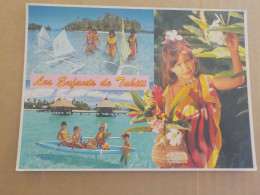 CPSM -  AU PLUS RAPIDE -  POLYNESIE  TAHITI - ENFANTS POLYNESIENS  -  VOYAGEE  NON TIMBREE - Polynésie Française