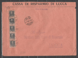 ITALIA 1928 - Raccomandata Da Gallicano Con Effigie 50 C. Striscia Da 5 - Marcofilie