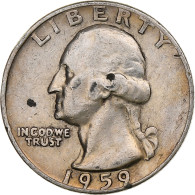 États-Unis, Quarter, Washington, 1959, Denver, Argent, TTB, KM:164 - 1932-1998: Washington