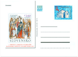 CDV 233 Slovakia Most Beautiful Postage Stamp Of The 2013 Year (card Issue 2014) St Cyril And St Methodeus Joint Issue - Christianity