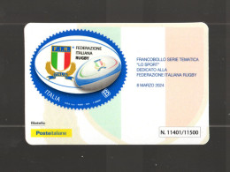 ITALIA :  Tessera Filatelica - Federazione Italiana RUGBY  -  8.03.2024 - Philatelistische Karten