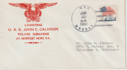 16042  Lancement Du USS JOHN C. CALHOUN - Sous-Marin Polaire - POLARIS à NEWPORT - Poste Navale