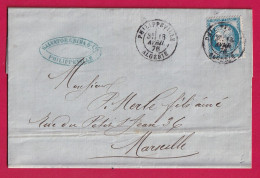 N°60 CAD PHILIPPEVILLE ALGERIE AVRIL 1876 POUR MARSEILLE LETTRE - 1849-1876: Période Classique