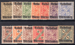 Wurttemburg 1919 Official Set Lightly Mounted Mint. - Neufs