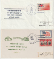 16046  PORTE-AVIONS JOHN F KENNEDY - MISE EN SERVICE Et Retour De Méditerranée - 2 Enveloppes - Seepost