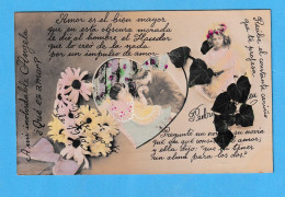 912 FAMILY POSTCARD, DEDICATED ROMANTIC 1910 RARE POSTCARD - Women