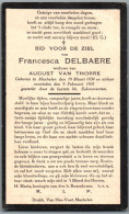 Bidprentje Machelen - Delbaere Francesca (1834-1931) - Images Religieuses