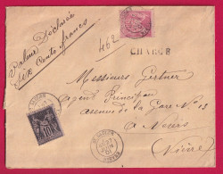 N°89 98 CAD TYPE 18 ST SAULCE NIEVRE LETTRE CHARGE POUR NEVERS LETTRE - 1877-1920: Période Semi Moderne