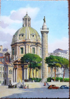 ROME COLONNE DE TRAJAN EGLISE DU TRES SAINT NOM DE MARIE AQUARELLE DE G. GROSSI - Malerei & Gemälde