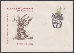.Yugoslavia, 1962-03-04, Slovenia, Ptuj, Carnival, Kurentovanje, Special Postmark & Cover - Autres & Non Classés