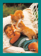 Chat, Cat, Katze, Gatto, Enfant ( 1 Carte + 1 Enveloppe Chat ) - Cats