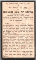 Bidprentje Massemen - Van De Steen Sylvain (1904-1933) - Devotieprenten