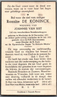Bidprentje Mechelen - De Koninck Rozalie (1871-1952) - Images Religieuses