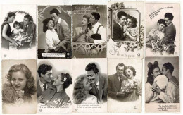 Lote De 10 Postales Románticas Años 50 - Couples