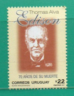 1402 URUGUAY 2001 YT 1962A Ss Mint-Thomas Alva Edison-70a. De Su MuerteTT: Inventores, Teléfonos - Uruguay