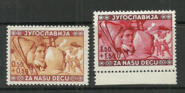 JUGOSLAVIA Jugoslawien 1940 Michel 418 & 420 MNH Kinderhilfe Child Charity - Nuevos