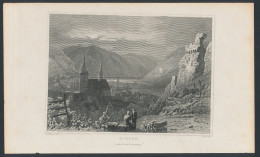 Stahlstich Bingen, Ortsansicht Mit Kirche Und Ruine, Stahlstich Von Tombleson Um 1840, 15 X 24cm  - Prints & Engravings